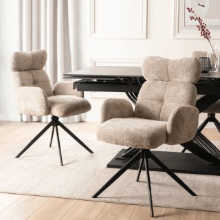 Krzesło Obrotowe do Salonu ALVARO Beżowe Boucle