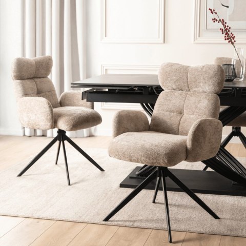 Krzesło Obrotowe do Salonu ALVARO Beżowe Boucle