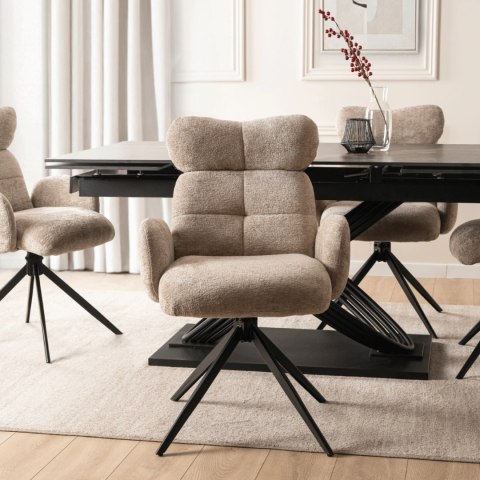 Krzesło Obrotowe do Salonu ALVARO Beżowe Boucle