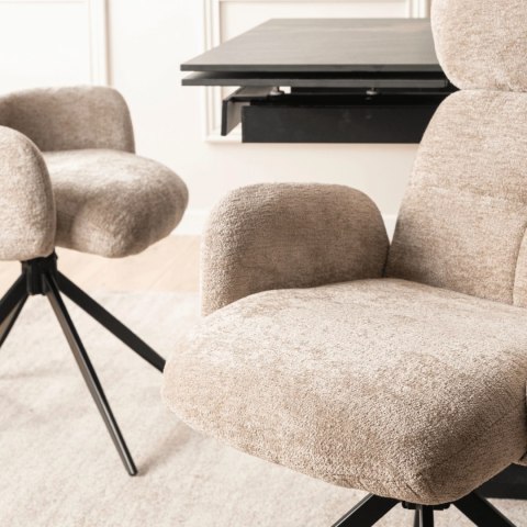 Krzesło Obrotowe do Salonu ALVARO Beżowe Boucle
