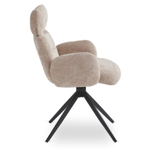 Krzesło Obrotowe do Salonu ALVARO Beżowe Boucle