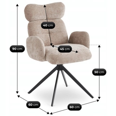 Krzesło Obrotowe do Salonu ALVARO Beżowe Boucle