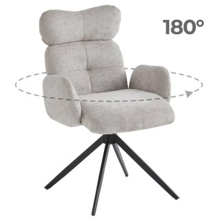 Krzesło Obrotowe do Salonu ALVARO Szare Boucle