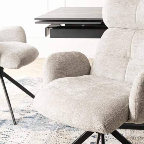 Krzesło Obrotowe do Salonu ALVARO Szare Boucle