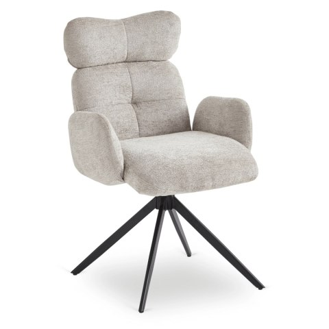 Krzesło Obrotowe do Salonu ALVARO Szare Boucle