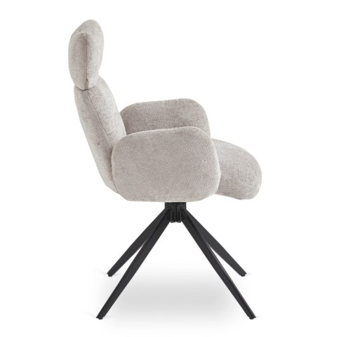 Krzesło Obrotowe do Salonu ALVARO Szare Boucle