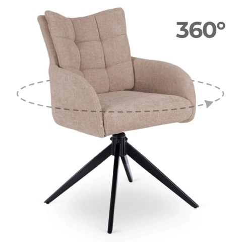 Krzesło Tapicerowane Obrotowe do Salonu JULY Beżowe Nowoczesne