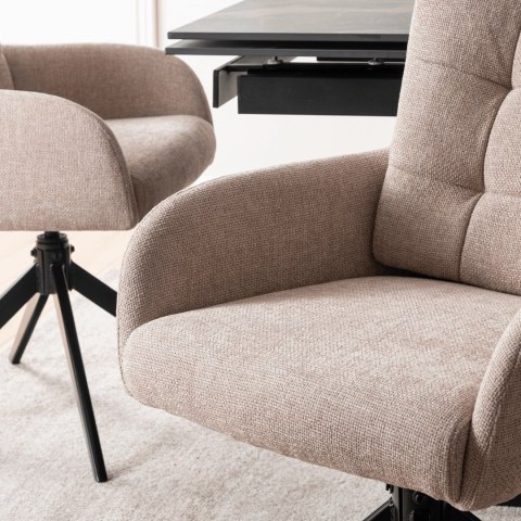 Krzesło Tapicerowane Obrotowe do Salonu JULY Beżowe Nowoczesne