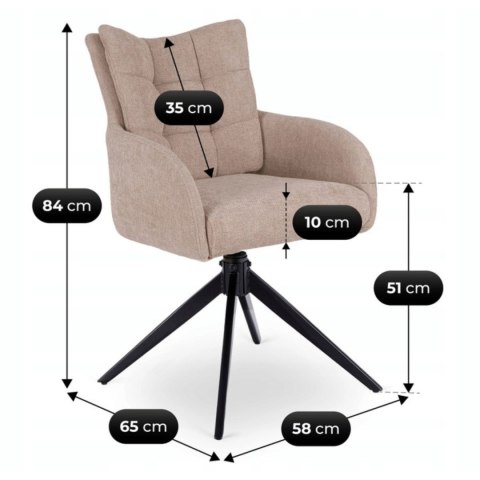 Krzesło Tapicerowane Obrotowe do Salonu JULY Beżowe Nowoczesne