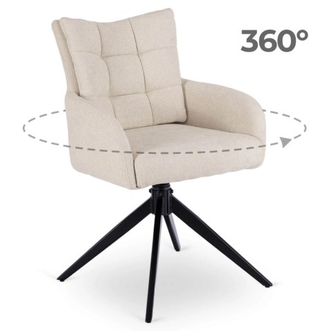 Krzesło Tapicerowane Obrotowe do Salonu JULY Kremowe Nowoczesne