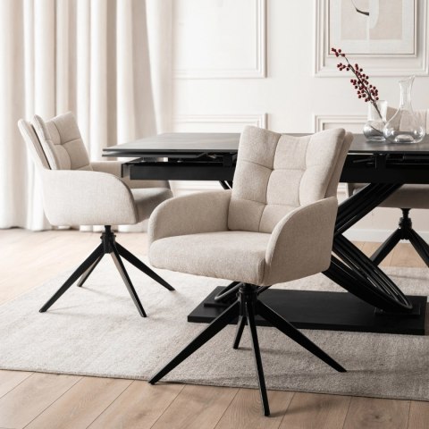 Krzesło Tapicerowane Obrotowe do Salonu JULY Kremowe Nowoczesne