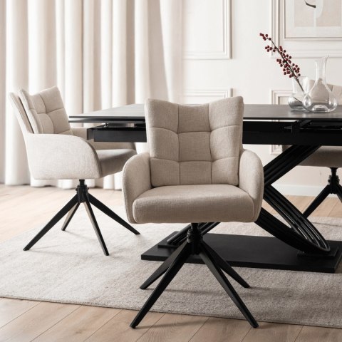 Krzesło Tapicerowane Obrotowe do Salonu JULY Kremowe Nowoczesne