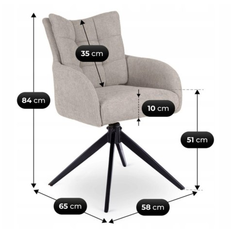 Krzesło Obrotowe do Salonu JULY Szare