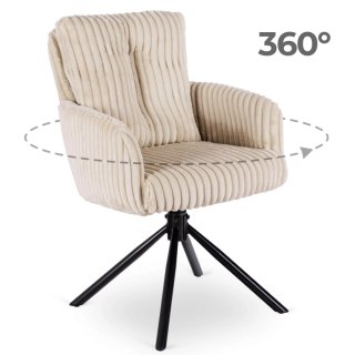 Krzesło Obrotowe do Salonu JUNE Beżowe Sztruksowe