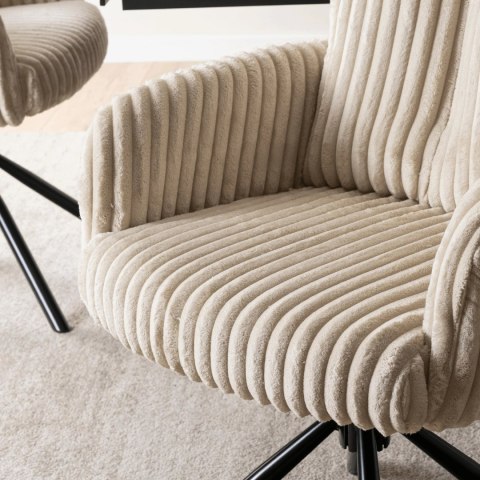 Krzesło Obrotowe do Salonu JUNE Beżowe Sztruksowe