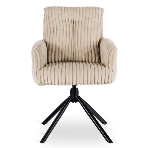 Krzesło Obrotowe do Salonu JUNE Beżowe Sztruksowe