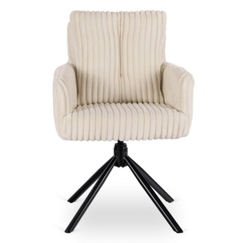 Krzesło Tapicerowane Obrotowe do Salonu JUNE Kremowe Sztruksowe Nowoczesne