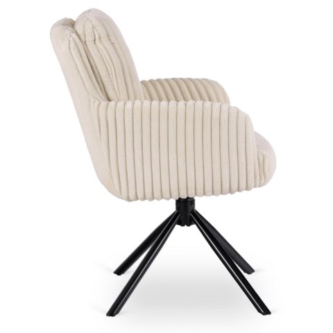 Krzesło Tapicerowane Obrotowe do Salonu JUNE Kremowe Sztruksowe Nowoczesne