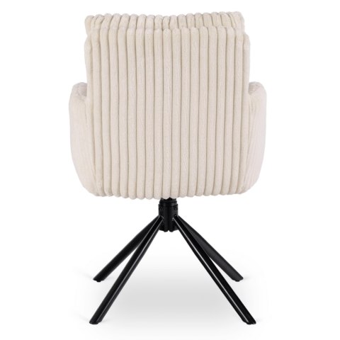 Krzesło Tapicerowane Obrotowe do Salonu JUNE Kremowe Sztruksowe Nowoczesne