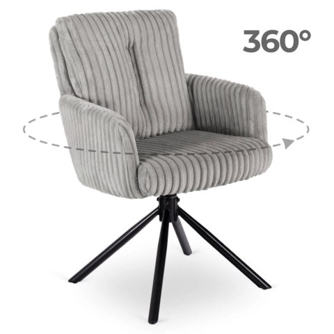 Krzesło Obrotowe do Salonu JUNE Szare Sztruksowe