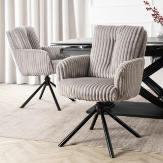 Krzesło Obrotowe do Salonu JUNE Szare Sztruksowe