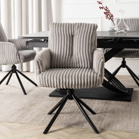 Krzesło Obrotowe do Salonu JUNE Szare Sztruksowe