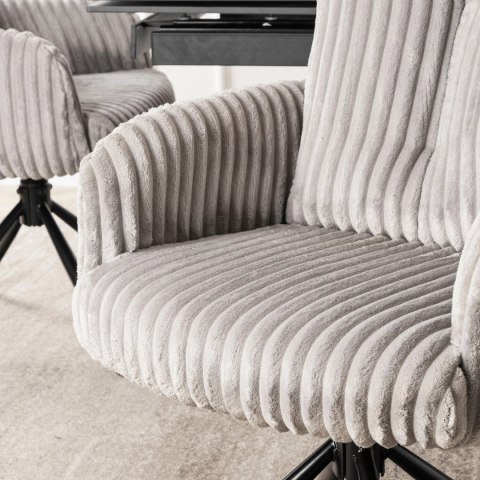 Krzesło Obrotowe do Salonu JUNE Szare Sztruksowe