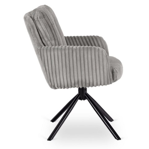 Krzesło Obrotowe do Salonu JUNE Szare Sztruksowe