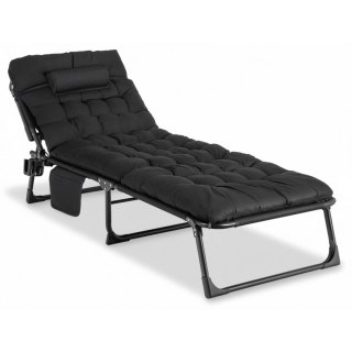 Leżak Ogrodowy Łóżko Polowe SATURN Czarne