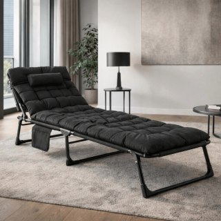 Leżak Ogrodowy Łóżko Polowe SATURN Czarne
