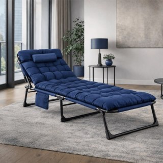 Leżak Ogrodowy Łóżko Polowe SATURN Granatowe