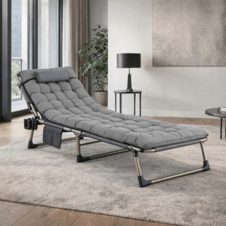 Leżak Ogrodowy Łóżko Polowe SATURN Szare