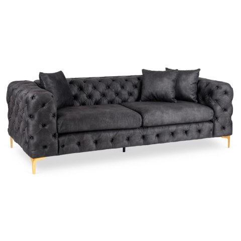 Sofa SORRENTO 3S Trzyosobowa Czarna Welurowa