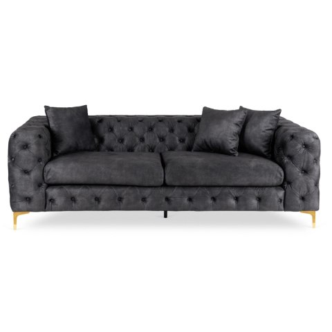 Sofa SORRENTO 3S Trzyosobowa Czarna Welurowa