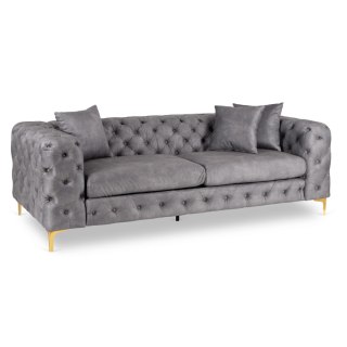 Sofa SORRENTO 3S Trzyosobowa Szara Welurowa