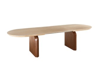 Stół DANTE Rozkładany 200-300 cm Trawertyn/Orzech