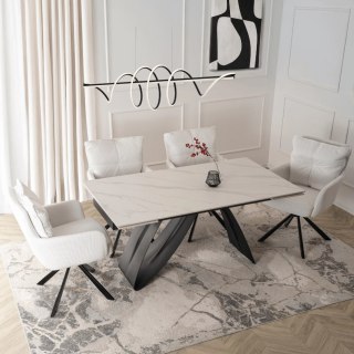 Stół DEVON Ceramiczny Rozkładany 160-220 cm Biały Marmur/Czarny