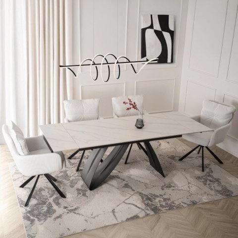 Stół DEVON Ceramiczny Rozkładany 160-220 cm Biały Marmur/Czarny