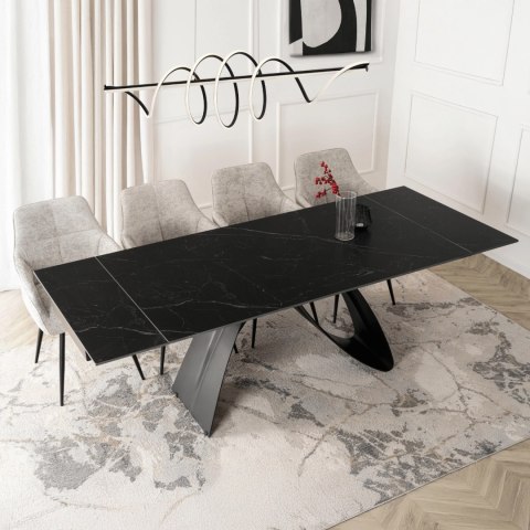 Stół DEVON Ceramiczny Rozkładany 160-220 cm Czarny Marmur/Czarny