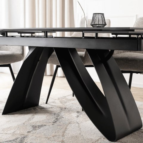 Stół DEVON Ceramiczny Rozkładany 160-220 cm Czarny Marmur/Czarny