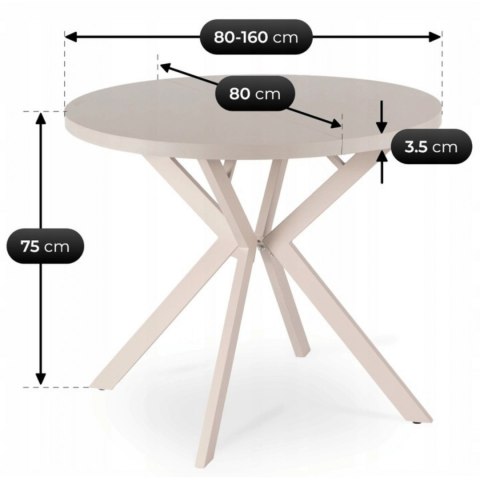 Stół DORIAN Rozkładany 80-160 cm Kaszmir