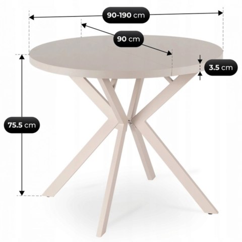 Stół LUGO Rozkładany 90-190 cm Kaszmirowy