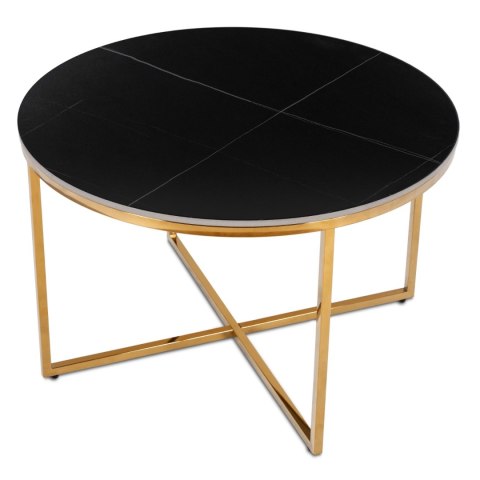 Stolik Ceramiczny MARINE Czarny Marmur Mat/Złoty