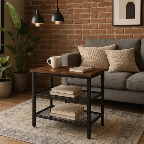 Stolik Kawowy CARTER 60 cm Dąb Rustykalny/Czarny