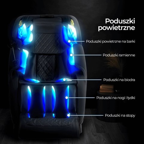 Fotel Masujący VX MAX Czarny Ekoskóra Angielskie Menu