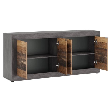 Komoda Czterodrzwiowa BLAGO 180 cm Ciemny Dąb/Czarny Loft