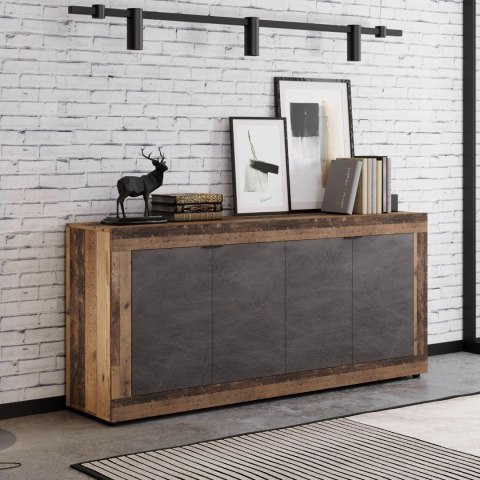 Komoda Czterodrzwiowa BLAGO 180 cm Ciemny Dąb/Grafit Loft