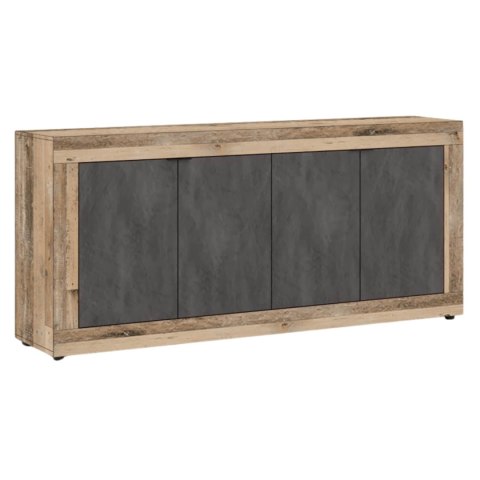Komoda Czterodrzwiowa BLAGO 180 cm Czarny/Surowy Dąb Loft
