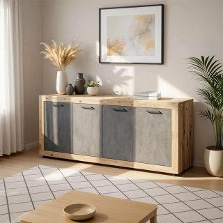 Komoda BLAGO 180 cm Czarny/Surowy Dąb