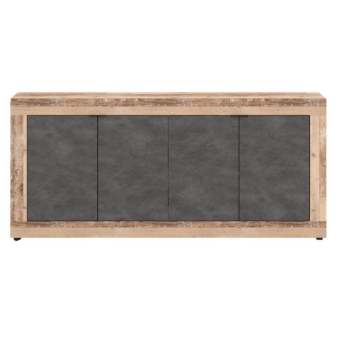 Komoda Czterodrzwiowa BLAGO 180 cm Czarny/Surowy Dąb Loft